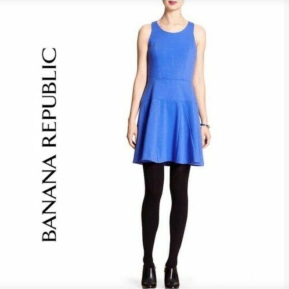 Banana Republic Royal Blue Sleeveless Fit and Flare Mini Dress